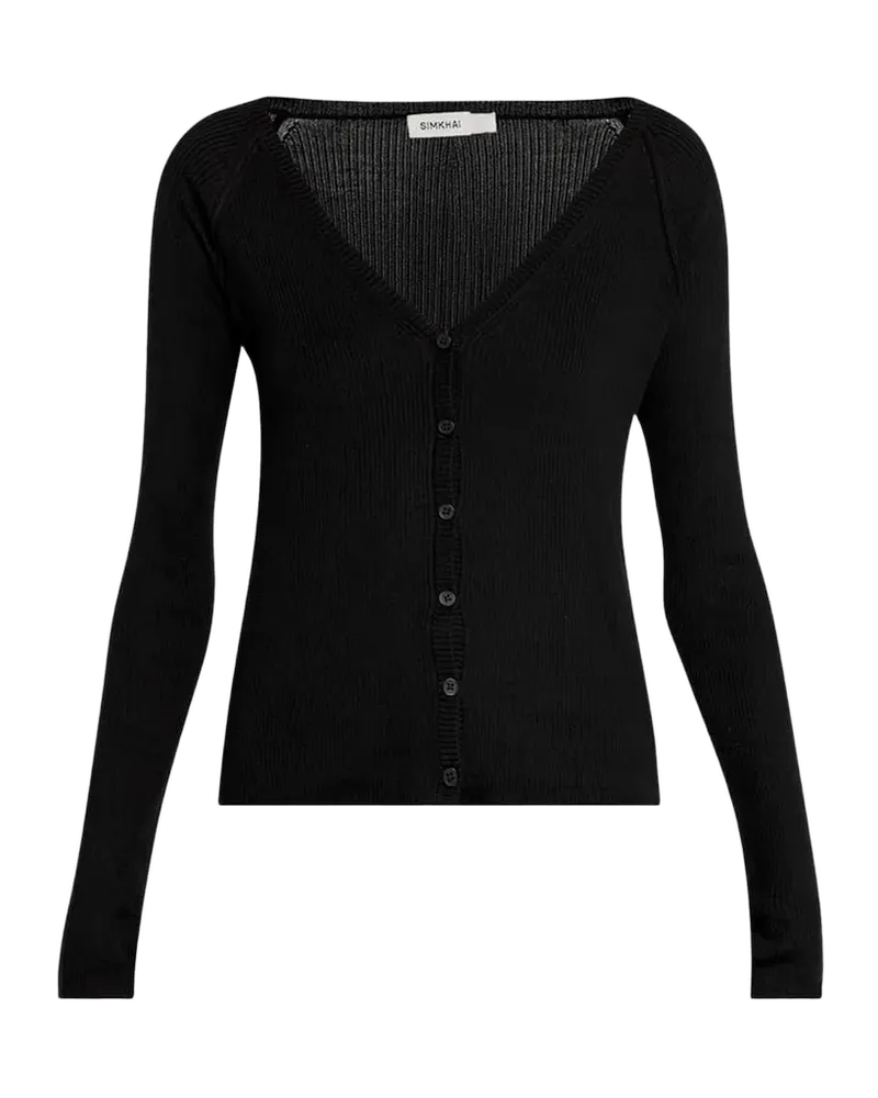 Darlene Ribbed Silk-Cashmere Cardigan