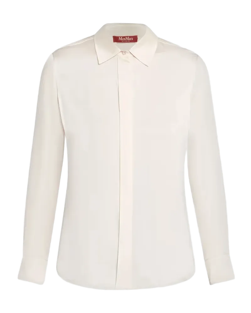 Button-Front Stretch Silk Shirt
