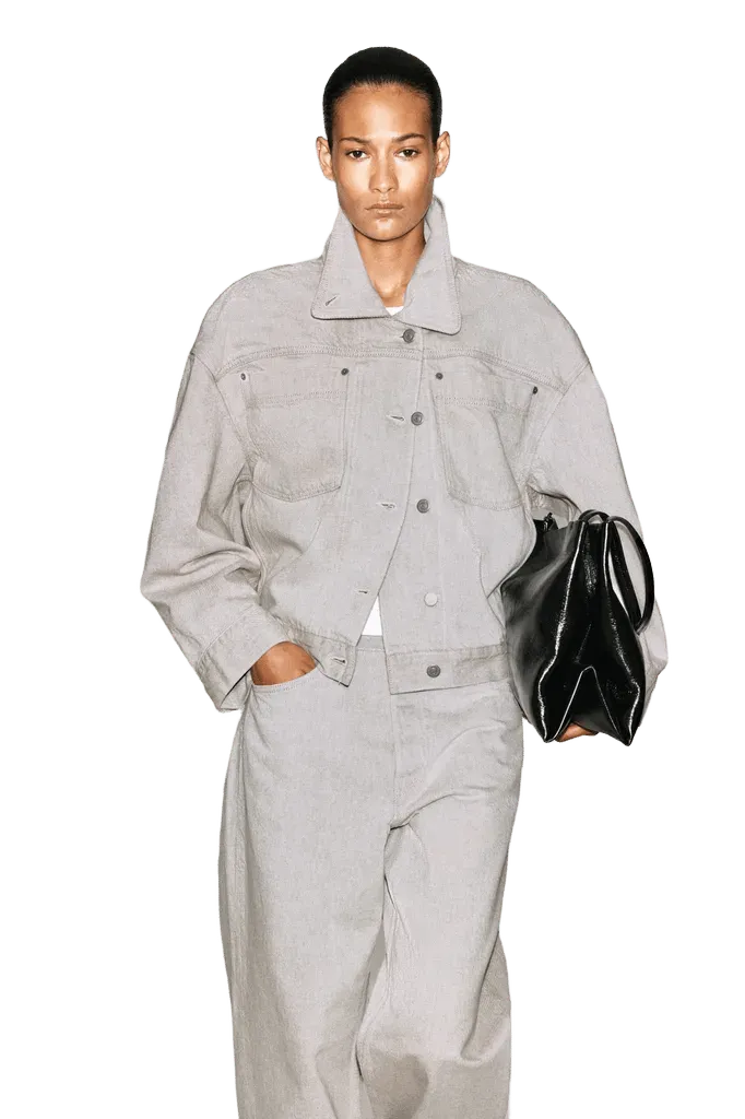 MOCK-NECK DENIM JACKET