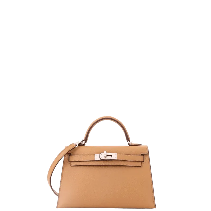 Kelly Mini II Bag Brown Epsom with Palladium Hardware 20