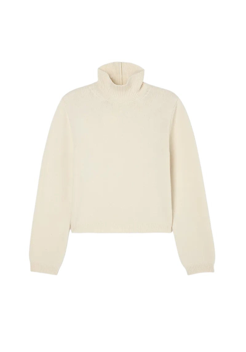 Statement shoulder cropped turtleneck | cream