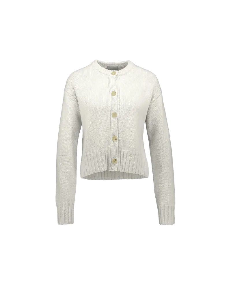 Woll-Mischung Strickjacke in Weiß