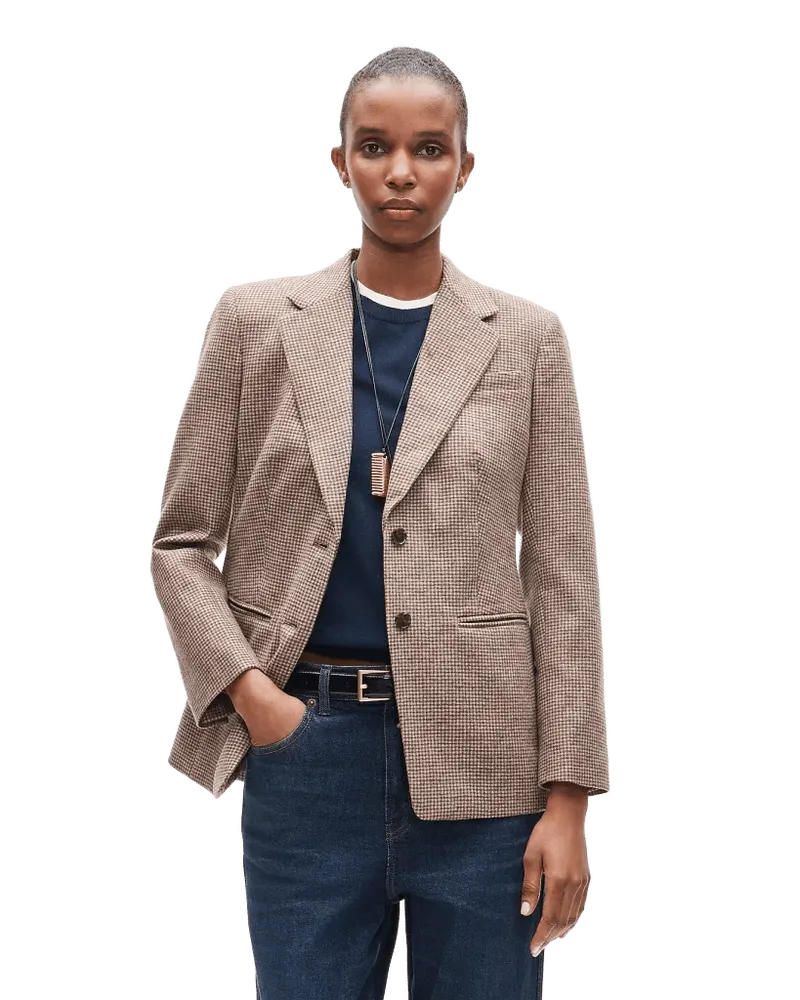 Margeaux blazer in plaid wool-blend flannel