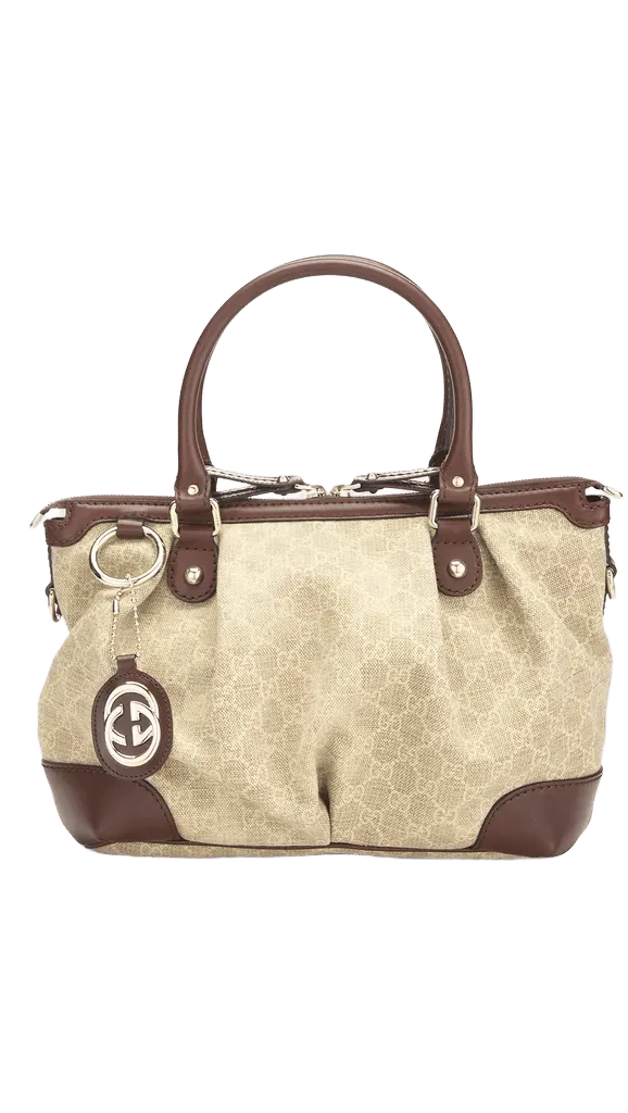 Gucci Brown Canvas Sukey Zip Handbag