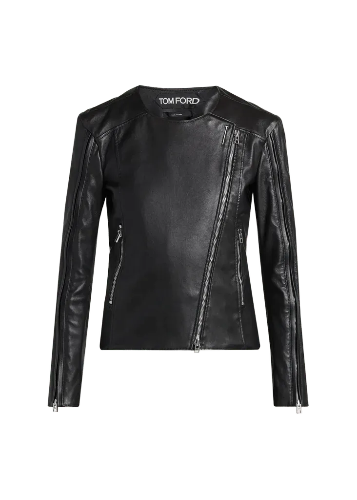 TOM FORD Collarless Leather Moto Jacket