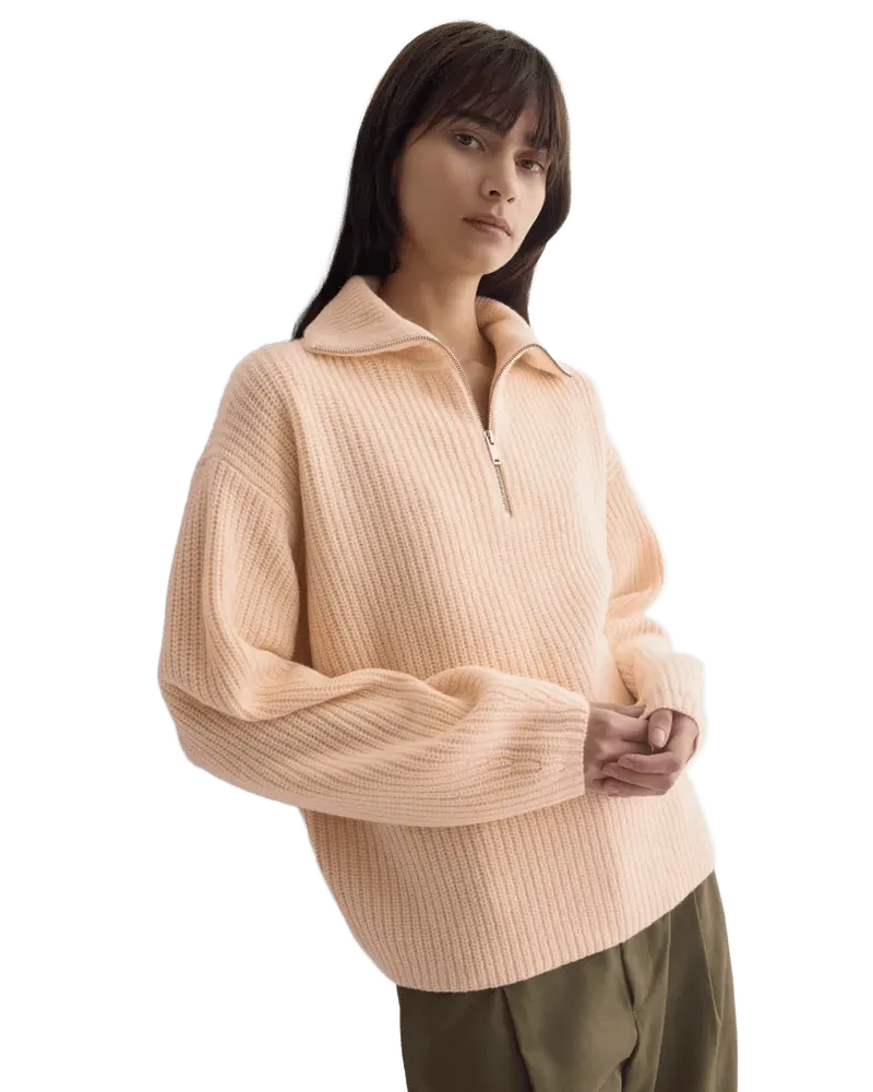 The Half-Zip Sweater in Luxe Merino | Pale Peach