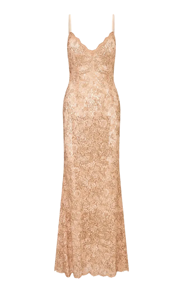 Fevie Gilded Lace Maxi Dress