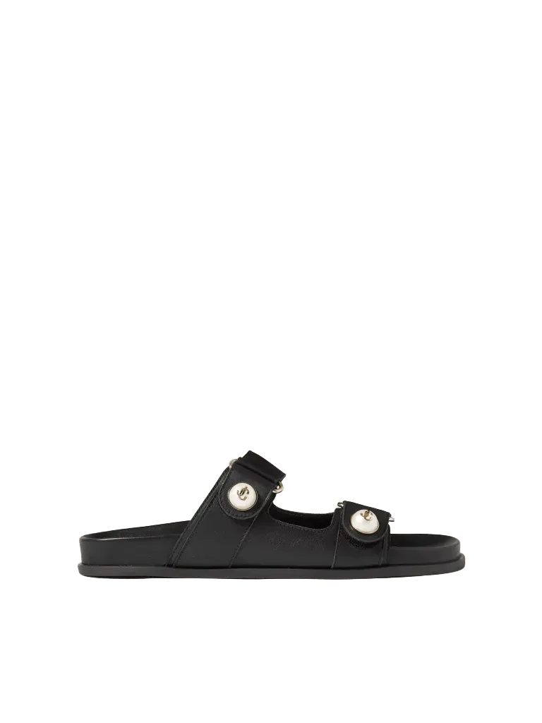 Fayence embellished leather slides