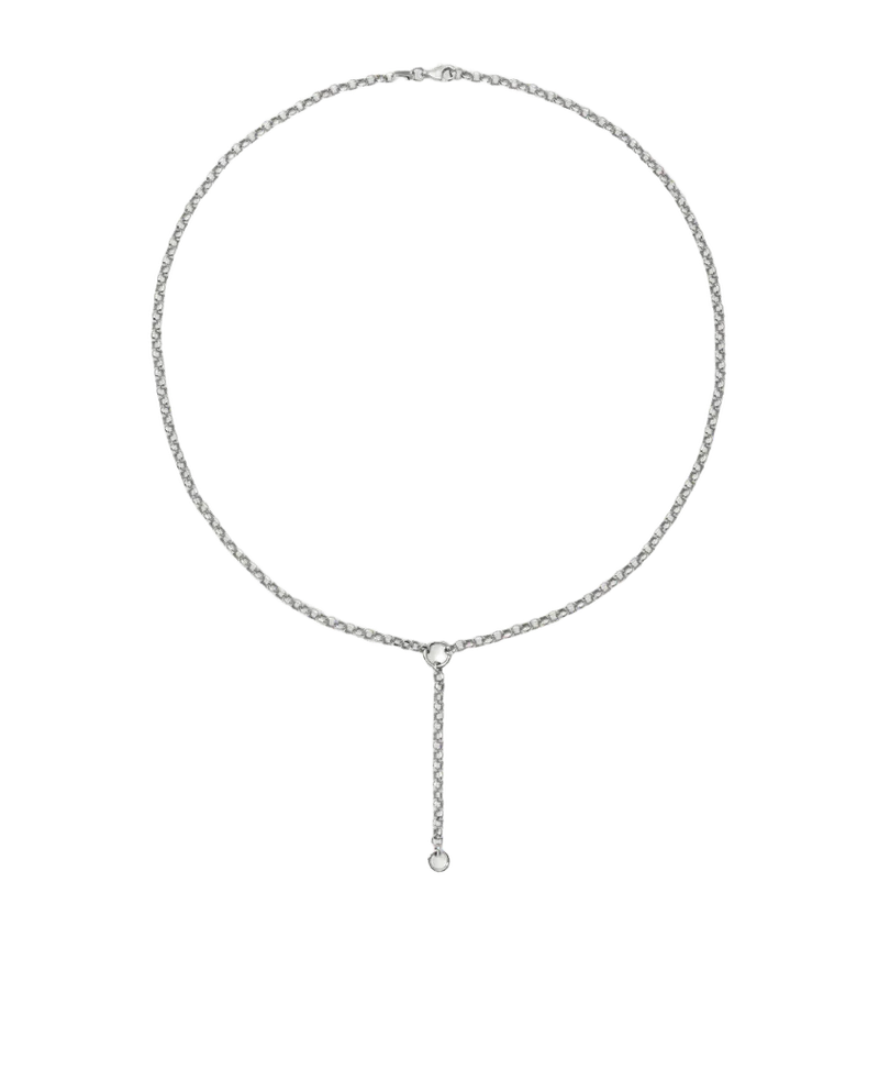 Rolo Chain Lariat Necklace in Sterling Silver