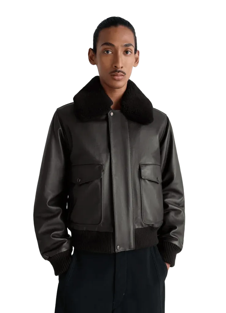 LEATHER BLOUSON IN TUMBLED COW LEATHER
