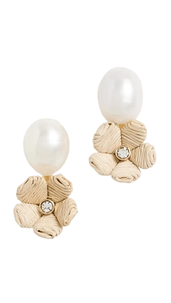 Floral Double Drop Stud Earrings
