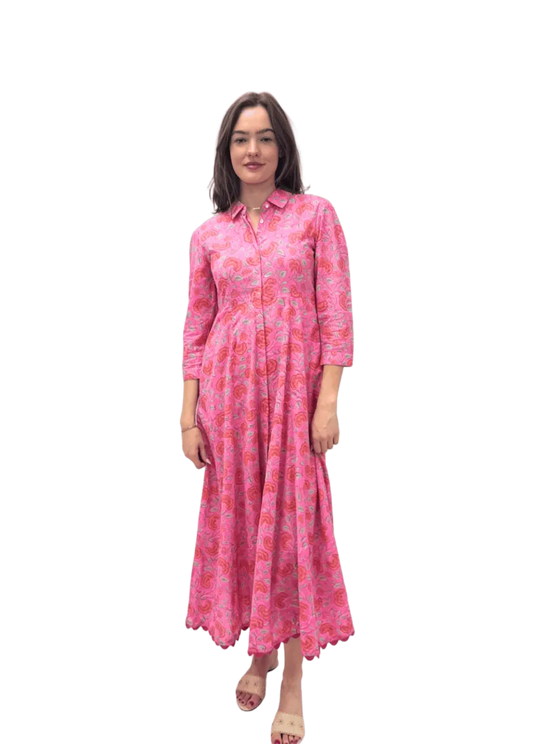 Pink Floral Print Maxi Dress