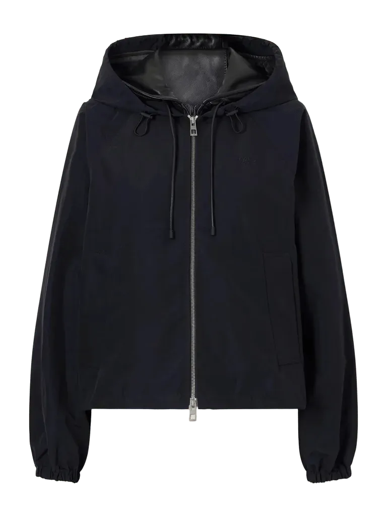 Cotton-blend shell hooded jacket