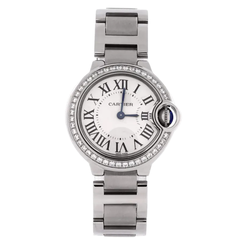 Ballon Bleu de Cartier Quartz Watch Stainless Steel with Diamond Bezel 28