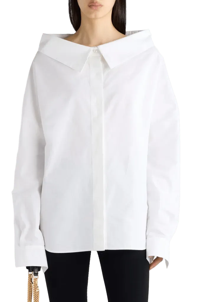 Oversize Stola Off the Shoulder Cotton Shirt