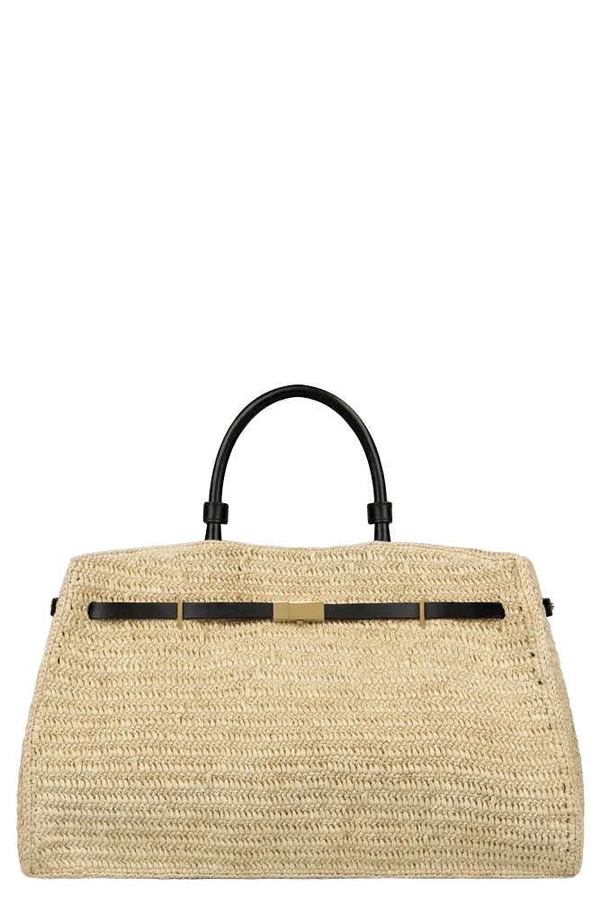 The Hudson Woven Raffia & Leather Top Handle Bag