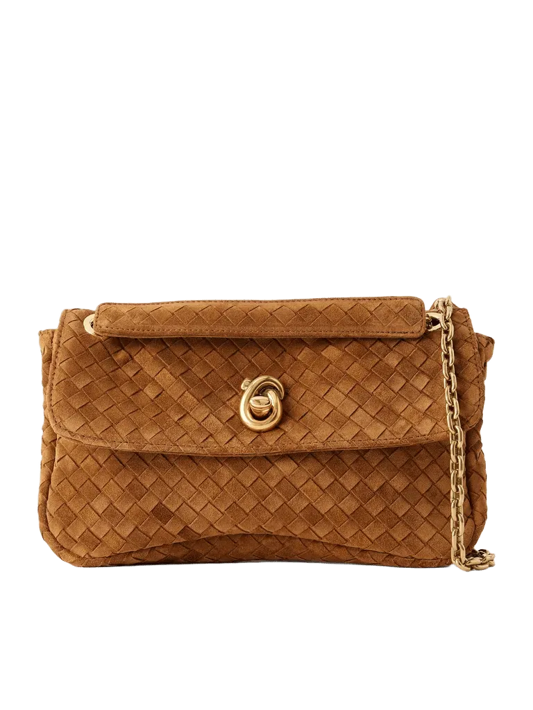 Madison Intrecciato suede shoulder bag - dark brown - One Size