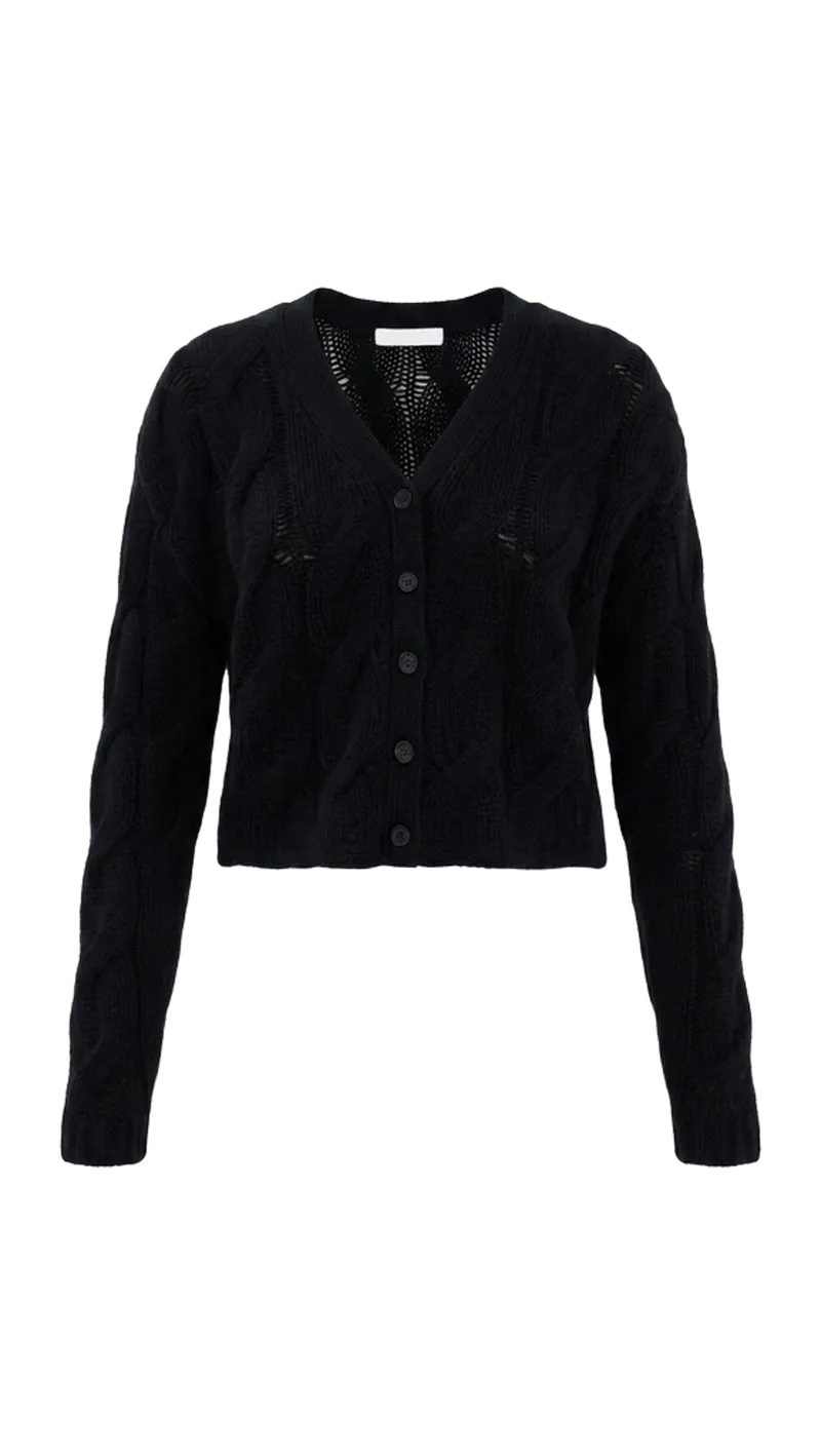 Jolie Cropped Cashmere Cable Cardigan