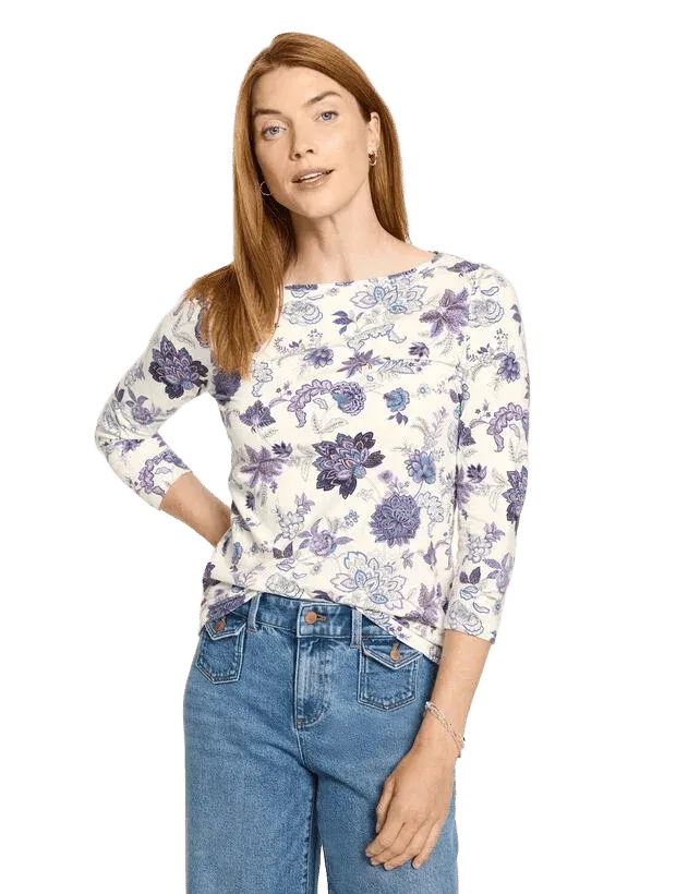 Bateau Neck Tee - Etched Toile