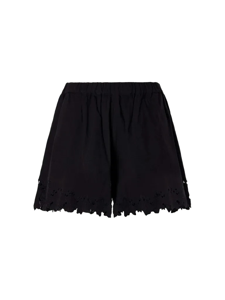 Eleannora embroidered cotton and linen-blend shorts