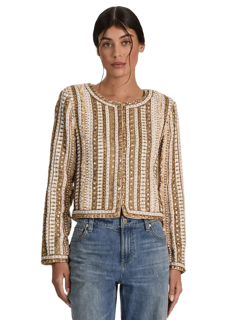 KIDMAN EMBELLISHED JACKET - OATMEAL/MULTI