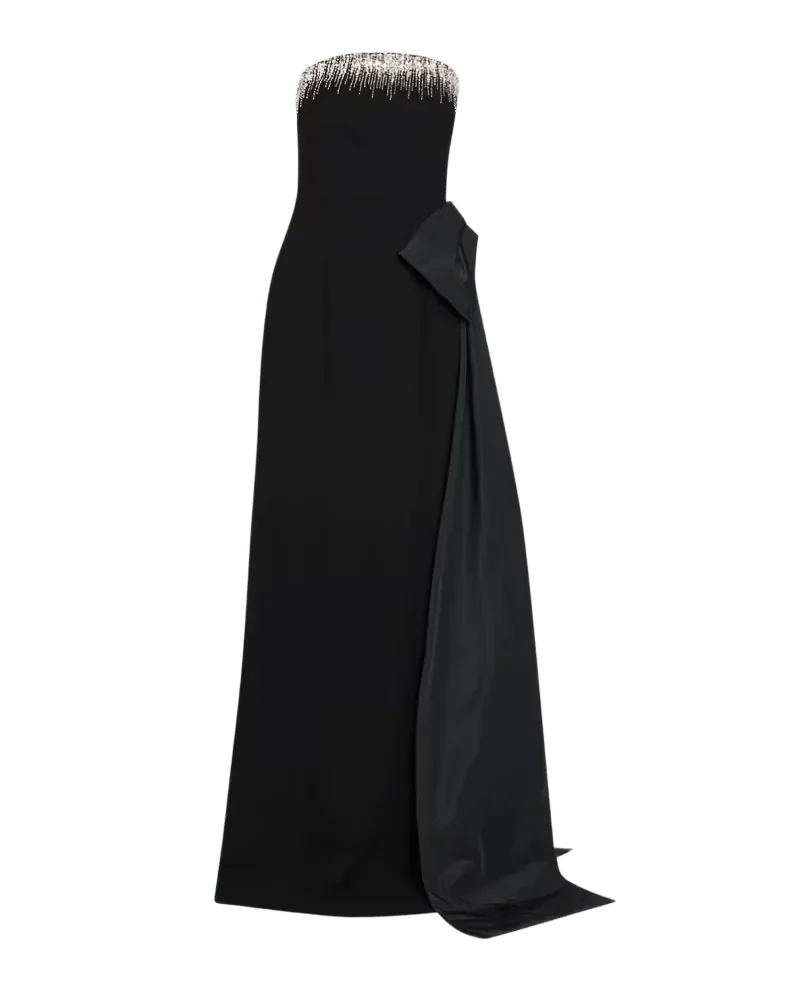 Taffeta Embellished Side-Bow Gown