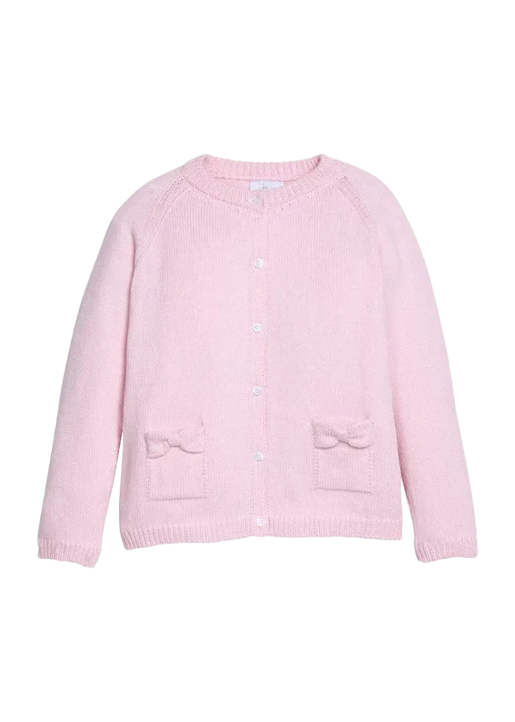 Bow Pocket Cardigan - Light Pink