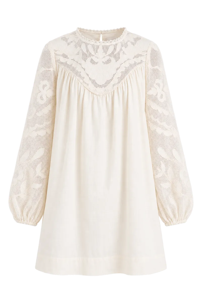 Ivory Patchwork Embroidered Cressida Mini Dress