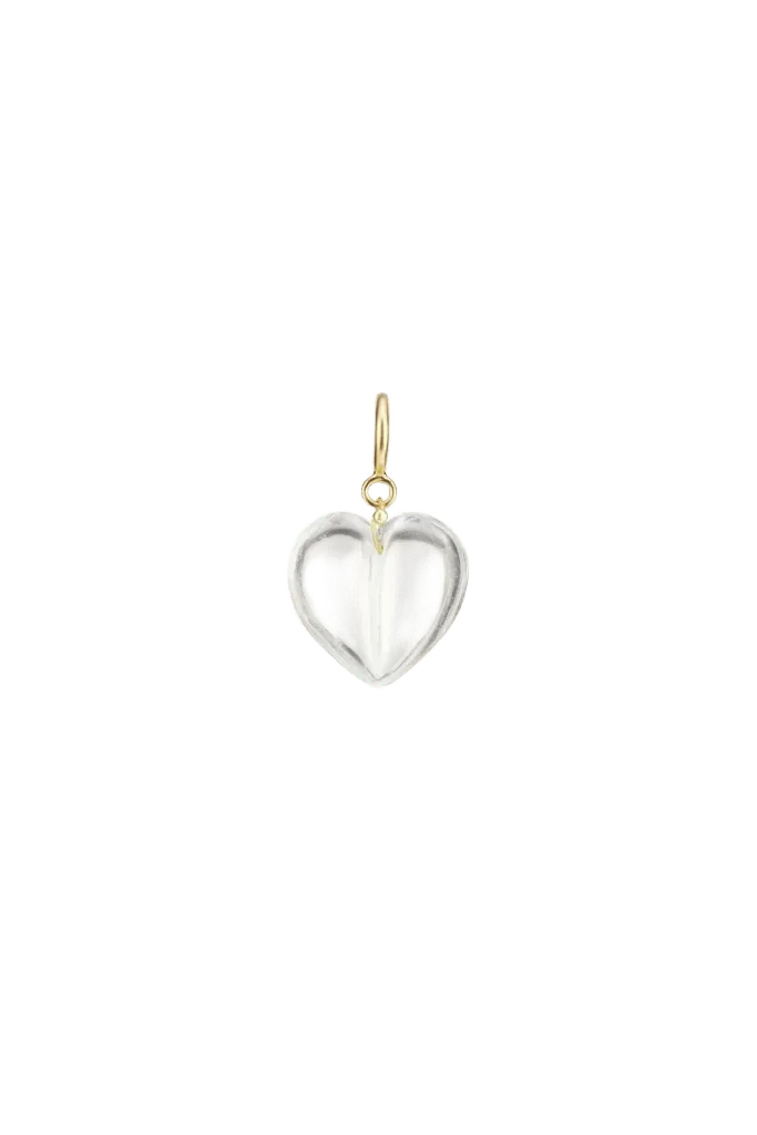 Rock Crystal Mini Split Heart Charm