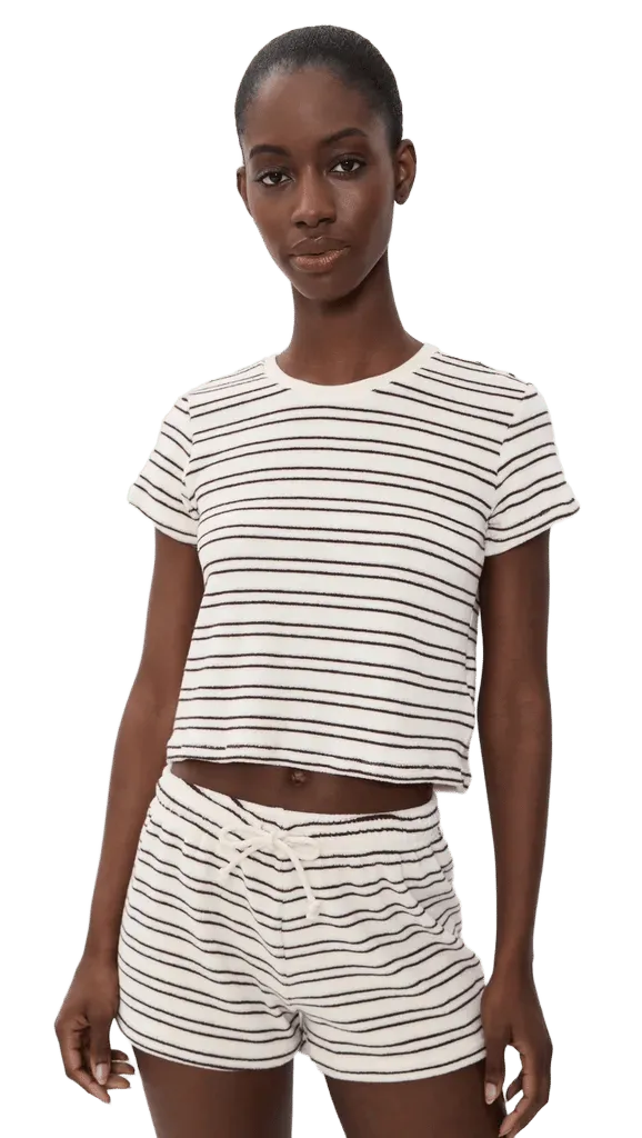 Eve Loop Terry Stripe Short Sleeve Shirt