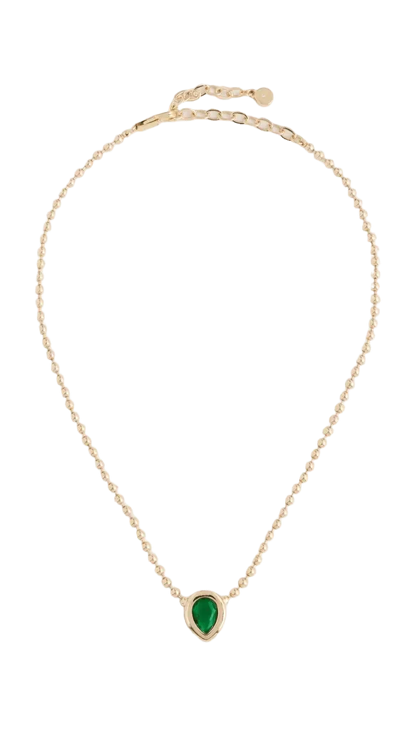 Teardrop Bezel Ball Chain Necklace