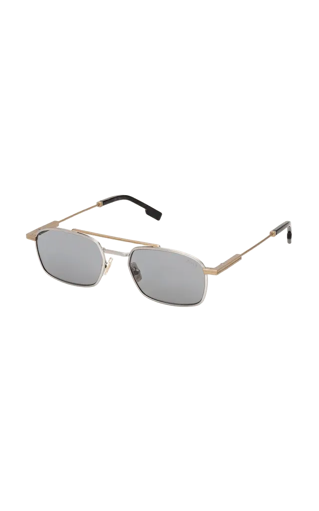 Zegna Matte Satin Light Ruthenium and Stain Brass Sunglasses