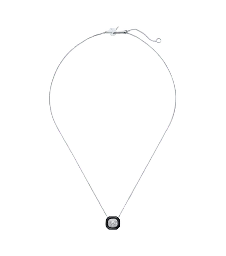 Oui 18kt white gold and enamel pendant necklace with diamonds