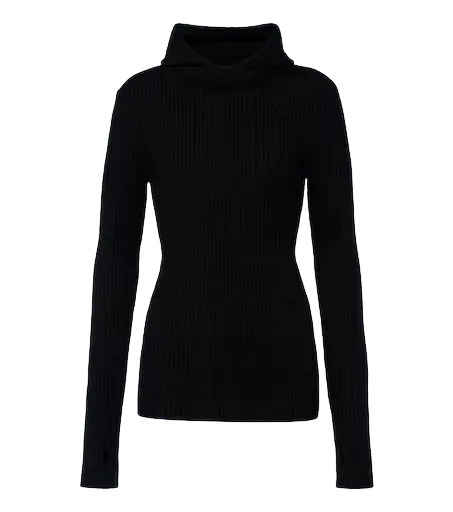 Larice ribbed-knit hooded wool sweater