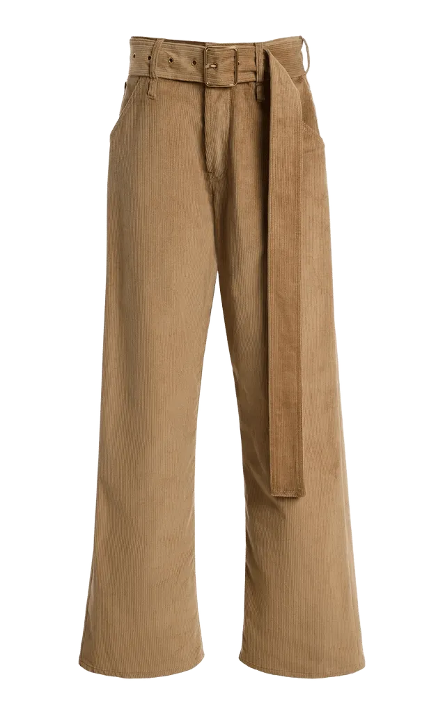 Dalila Belted Corduroy Wide-Leg Pants
