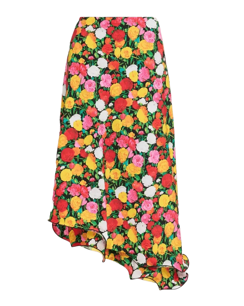 The Georgia Floral-Print Asymmetric Ruffled Midi Skirt