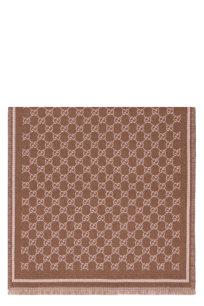 Gucci GG Jacquard Wool Scarf — Beige