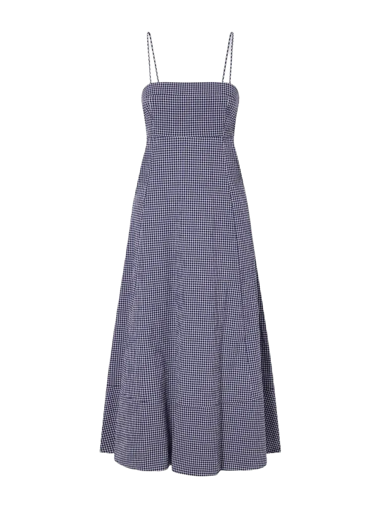 Thay gingham knot-detailed cut-out seersucker midi dress