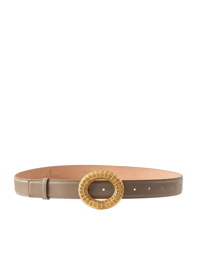 Lobster vibe gold-tone, leather and crystal belt