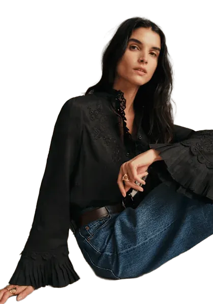 Emilie Shirt - Black Embroidery