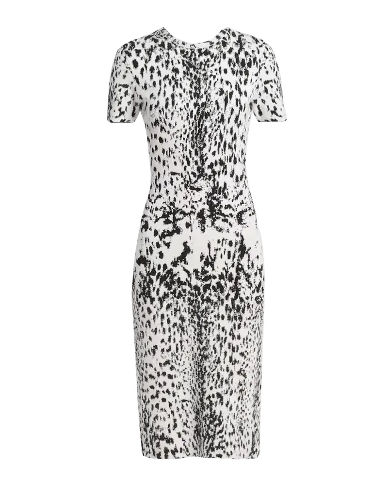 Lynx Jacquard Compact Knit Short-Sleeve Midi Dress
