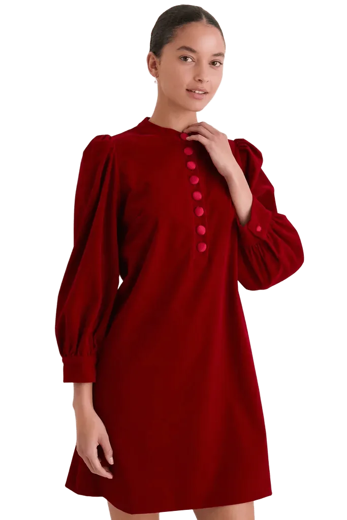 Cranberry Velvet Samantha Dress