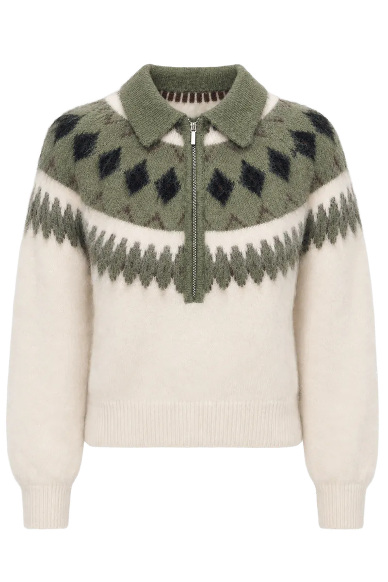 Susana Monaco Wool Blend Fair Isle Pullover