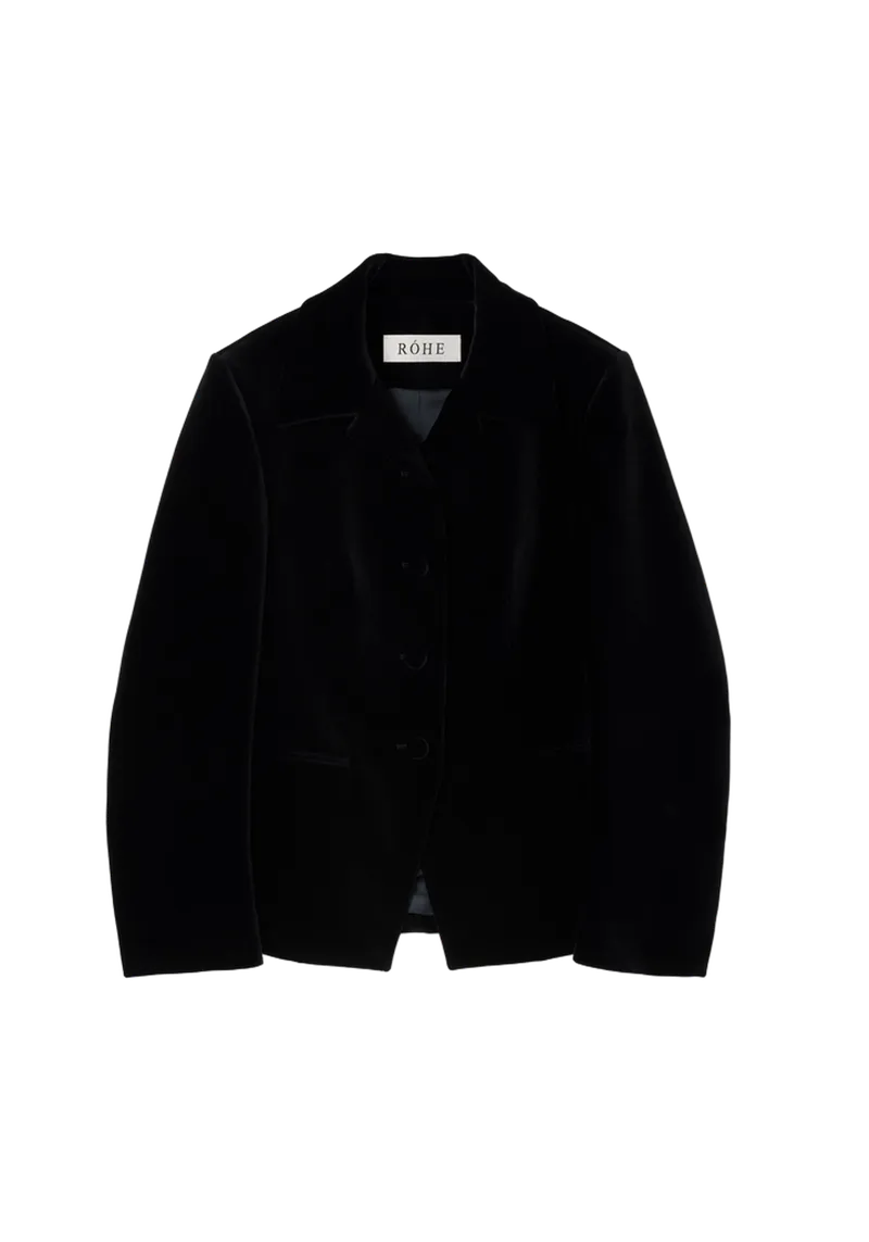 Classic fitted velvet blazer | black