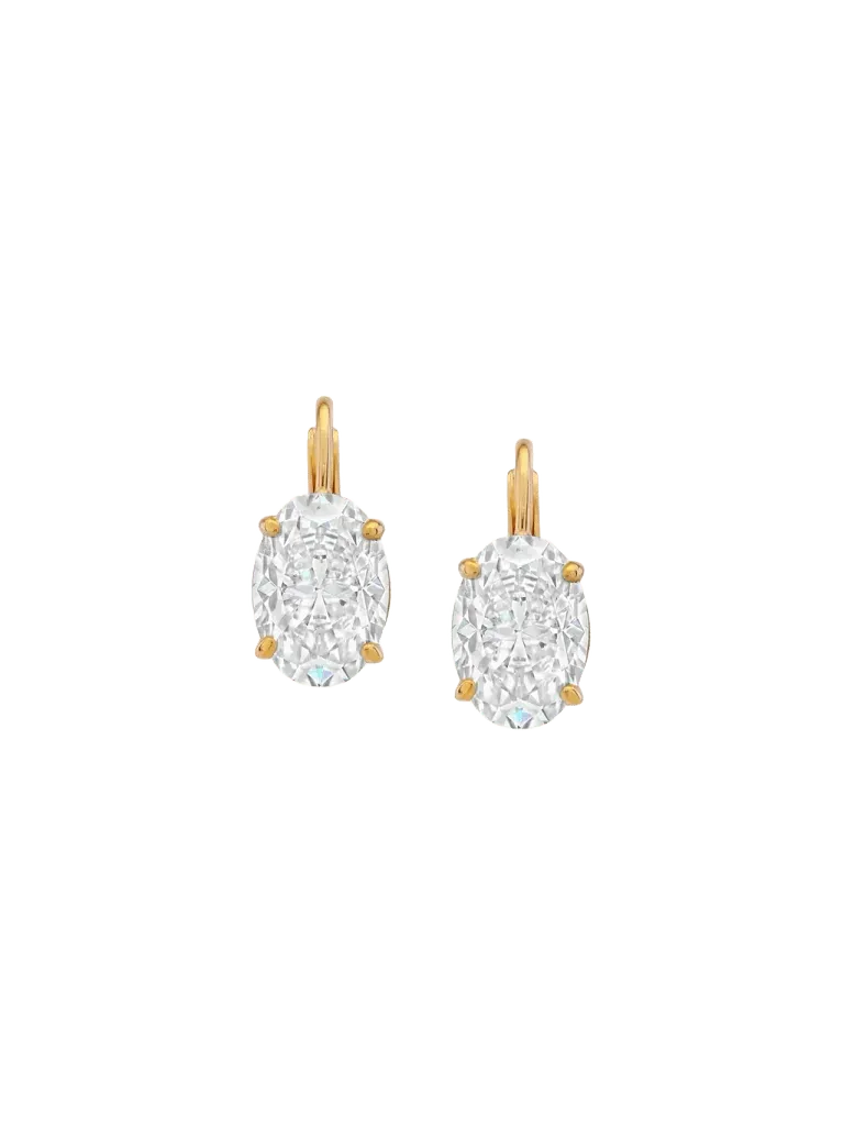 MARIE OVAL-CUT EARRINGS IN MOISSANITE, 18K GOLD VERMEIL