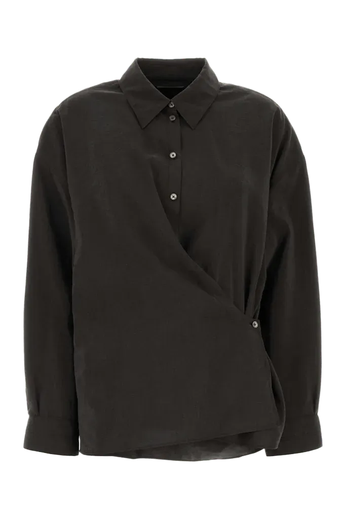 Lemaire Silk-Nylon Wrap Shirt — Black