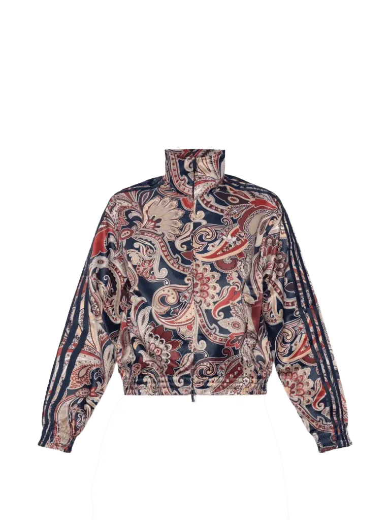 paisley-print stand-up collar jacket