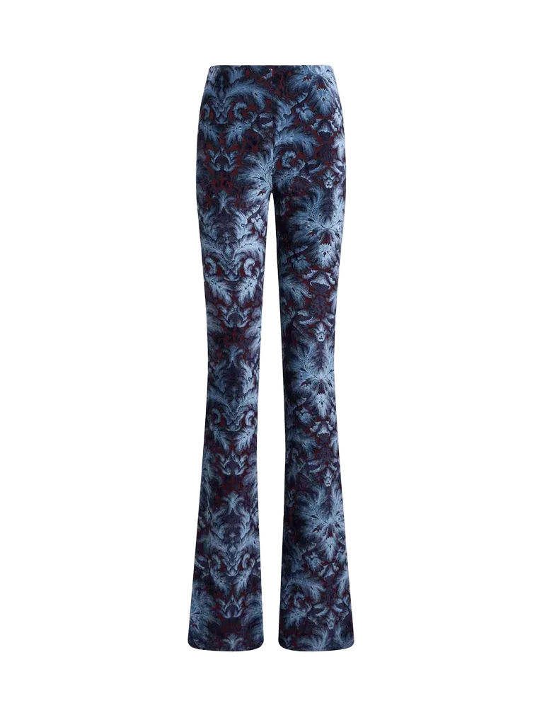 FLARED JERSEY AND CHENILLE JACQUARD TROUSERS