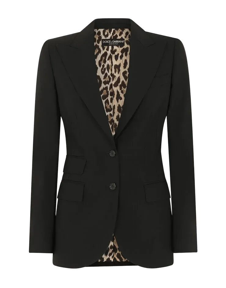 Single-breasted woolen Turlington blazer