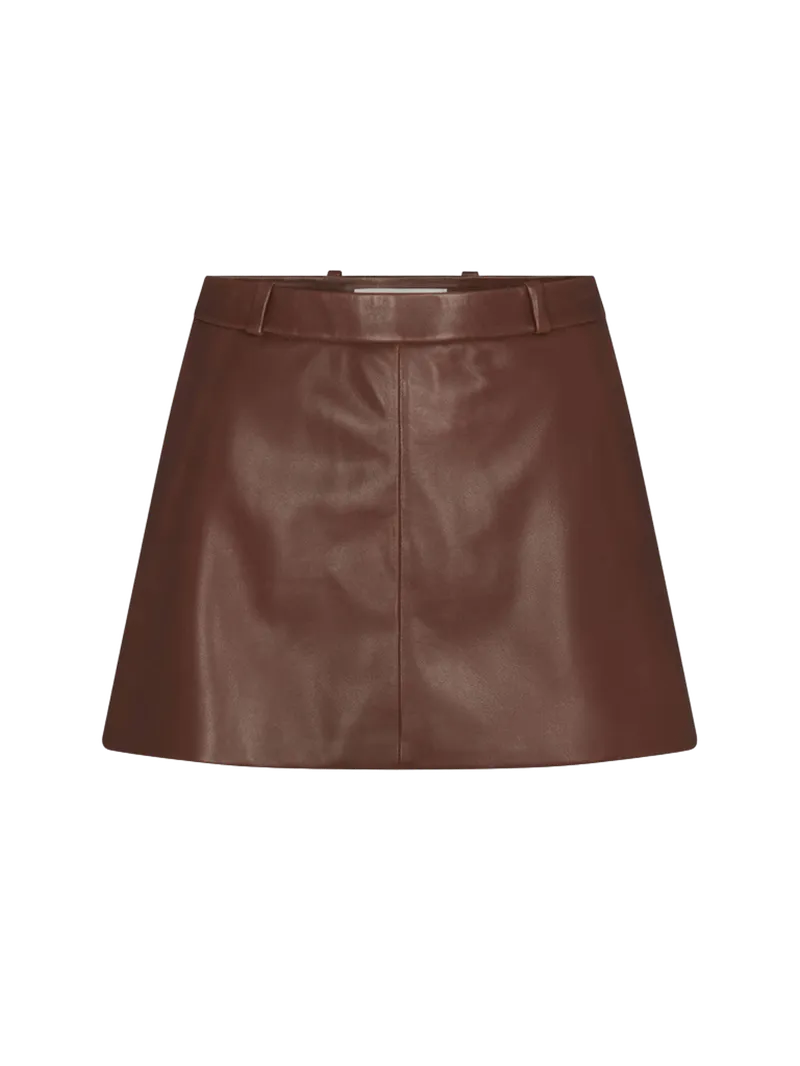 The Leather Mini Skirt -- Dark Brown